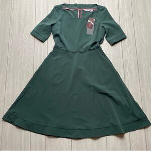 Betabrand Women's Hunter Green Fit & Flare Dress Size Small New